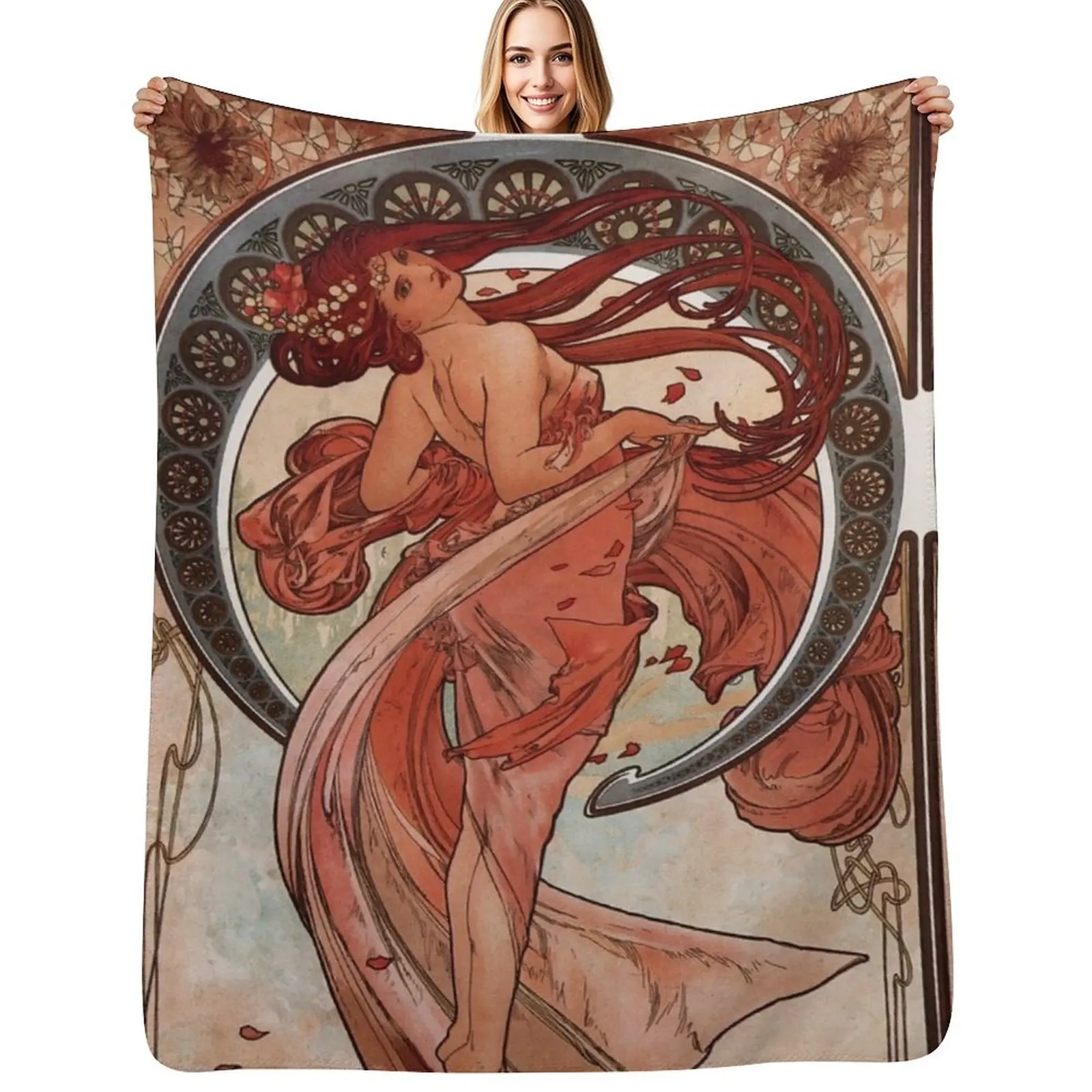 Dance,1898,Alphonse Mucha,art nouveau,litography Throw Blanket Thins valentine gift ideas Shaggy manga christmas gifts Blankets