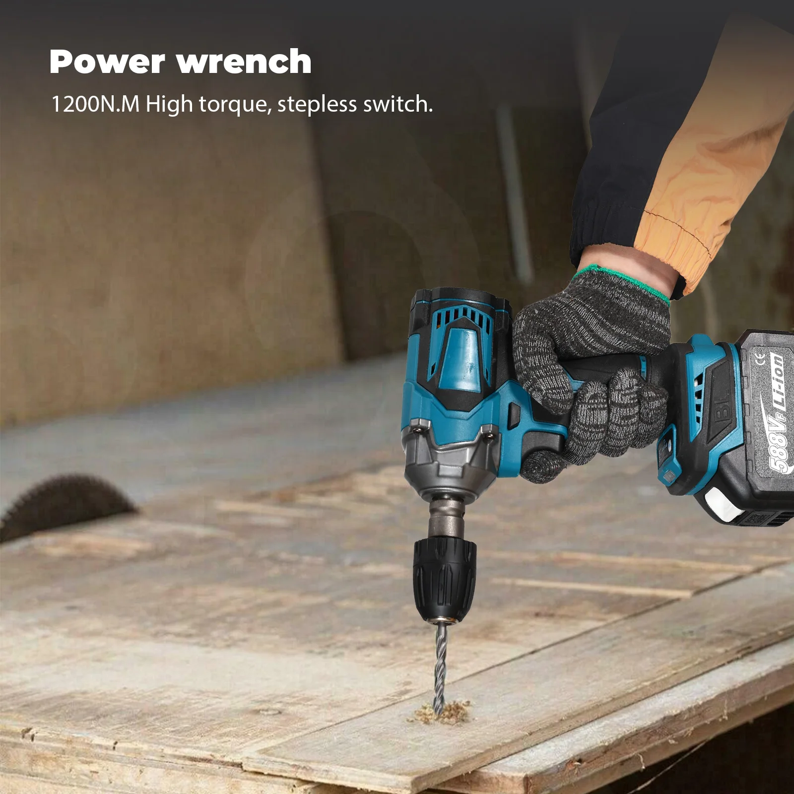 1200N.M Drehmoment Bürstenlosen Elektrischen Schlagschrauber 1/2 Zoll Cordless Elektrische Schlüssel Schraubendreher Werkzeuge Für Makita 18V Batterie Pins – Detail 1