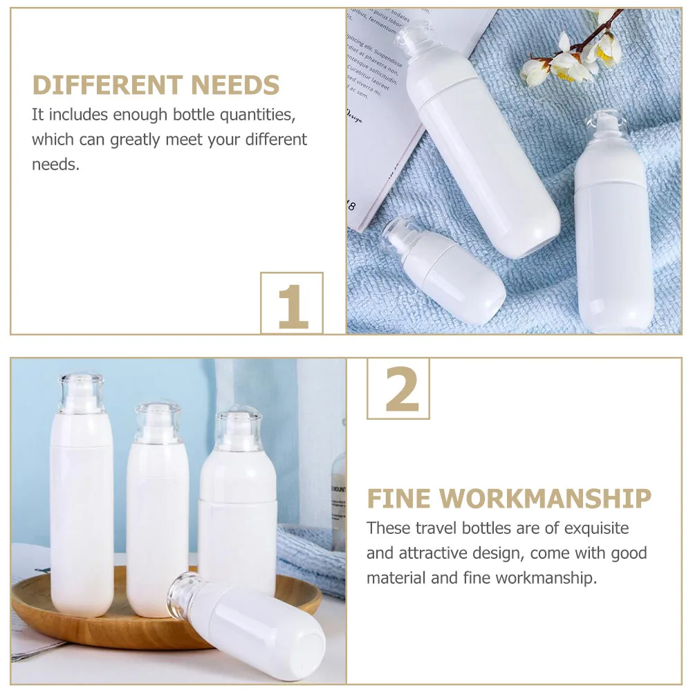 

4pcs Press-Type Travel Bottles 100Ml Durable Lotion Cream Facial Cleanser Bottles Sturdy Container Easy Carry