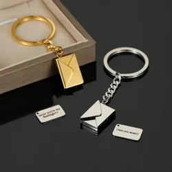 Customized Envelope Locket Keychain Necklace with Secret Confession Hidden Message Love you Pendant Keyring Jewelry Gift For Her
