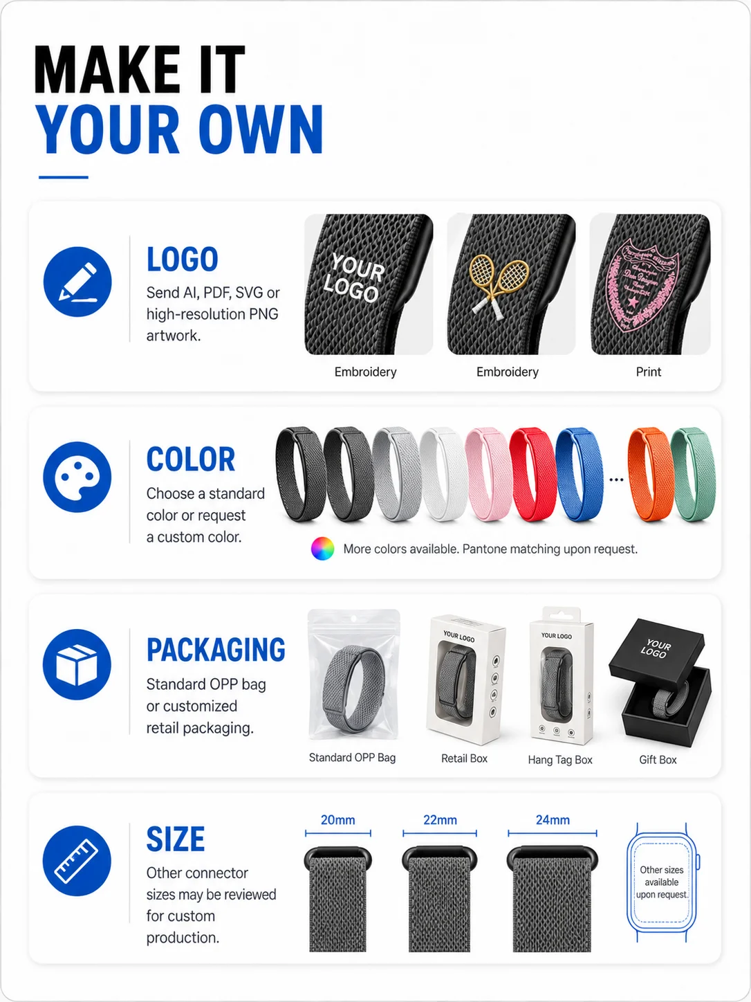 Individuelles Logo Nylon-Klettverschlussband Kompatibel mit Google Fitbit Air, OEM Gewebtes Ersatz-Armband, 3000 Stück Mindestbestellmenge – Detail 4