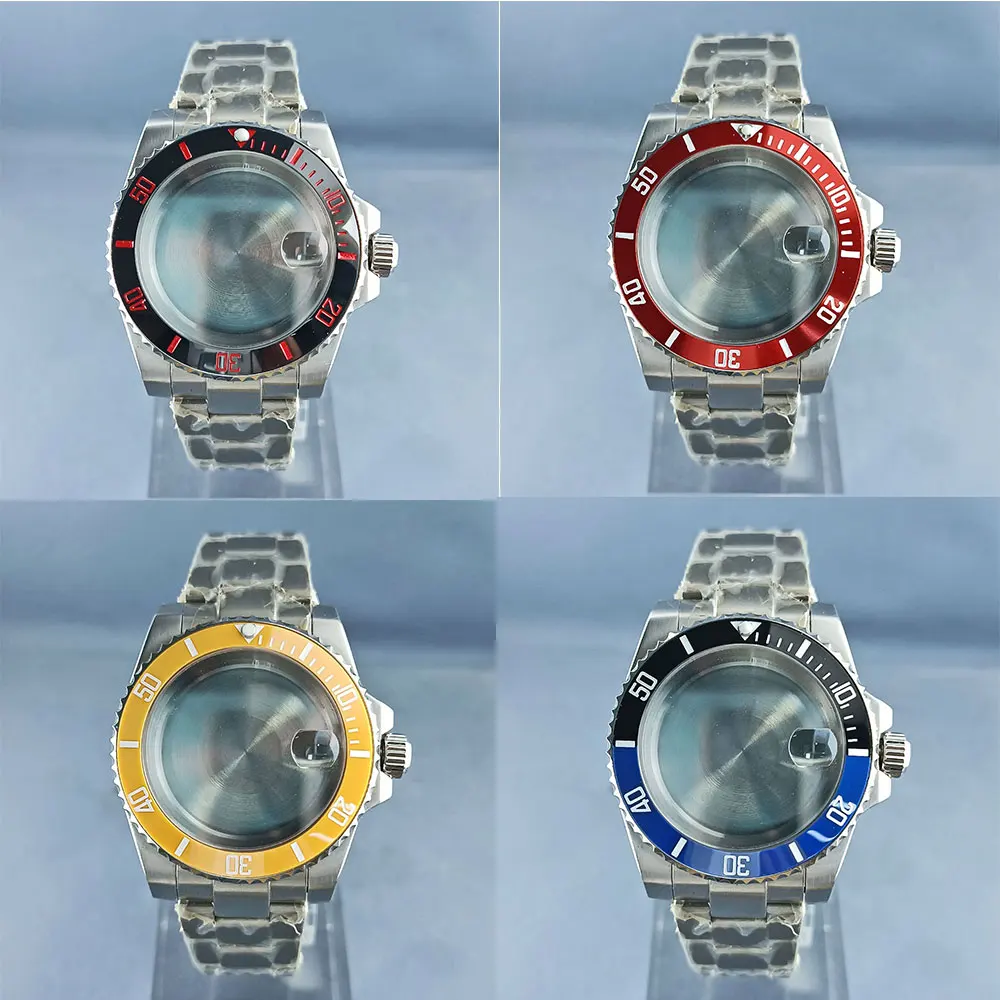 Серебряный корпус часов NH34 NH35 NH36 40 мм подходит для механизма NH34 NH35 NH36, корпус из нержавеющей стали, 120 кликов, сапфировое стекло