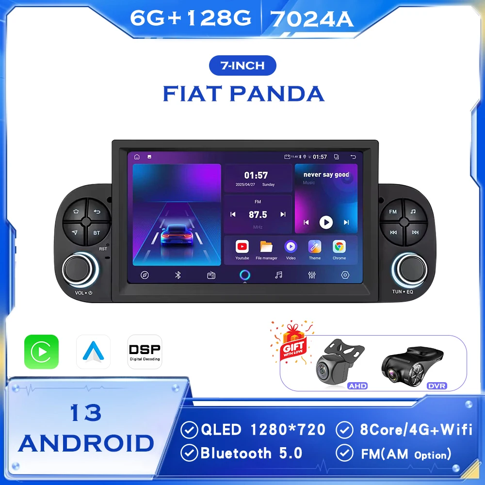 

BINGFAN 7" for Fiat Panda 2013-2022 Wireless CarPlay Android Auto Car Radio Multimedia Player GPS Autoradio WIFI Touch Screen