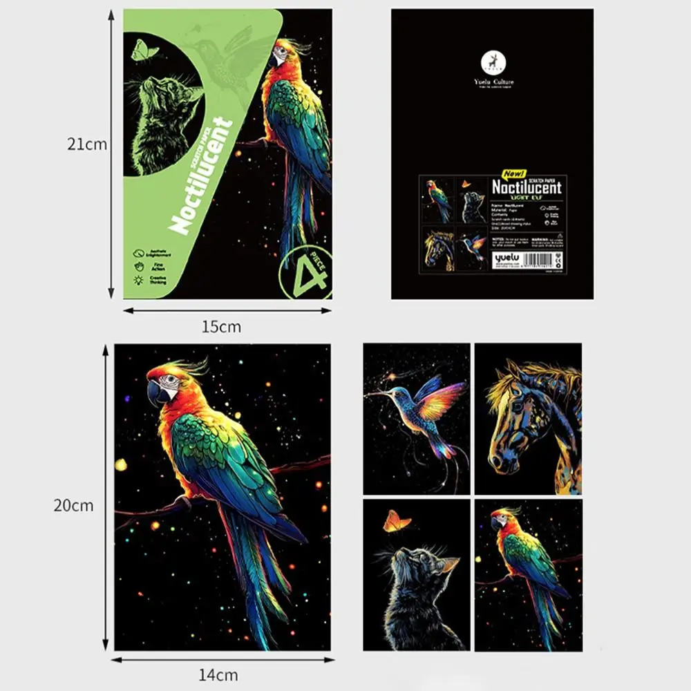 الإبداعية ورقة خدش اللوحة ورقة كيت تأثير مضيئة DIY قوس قزح الفن بطاقات بريدية خدش تصميم مضيئة الفن مجموعة هدية