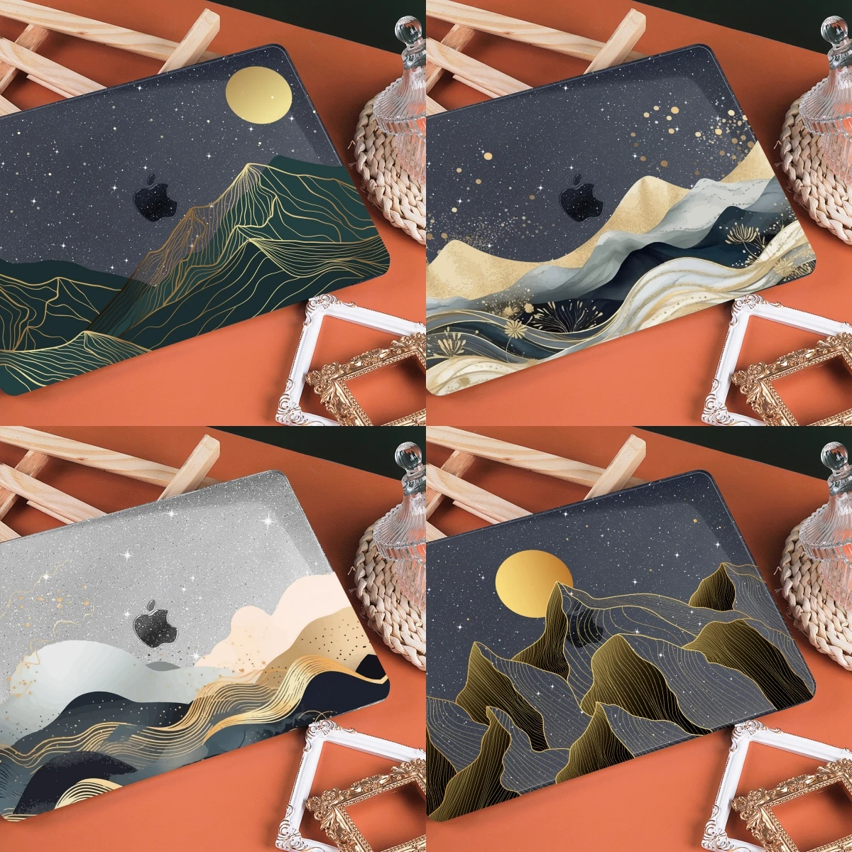 

Mountains Shimmering powder print case for MacBook 2024 M3 Air 13 15 M2 A2681 A2941 Pro13 14 16 A2338 A2992 A2780 M1 A2442 A2485