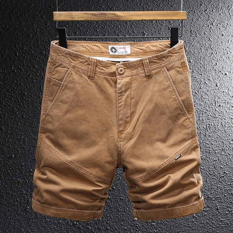 

Y2K High Street Fashion High Quality New Men's Denim Shorts Embroidered Washed Nostalgic Khaki Jeans Shorts Designer High Qualit