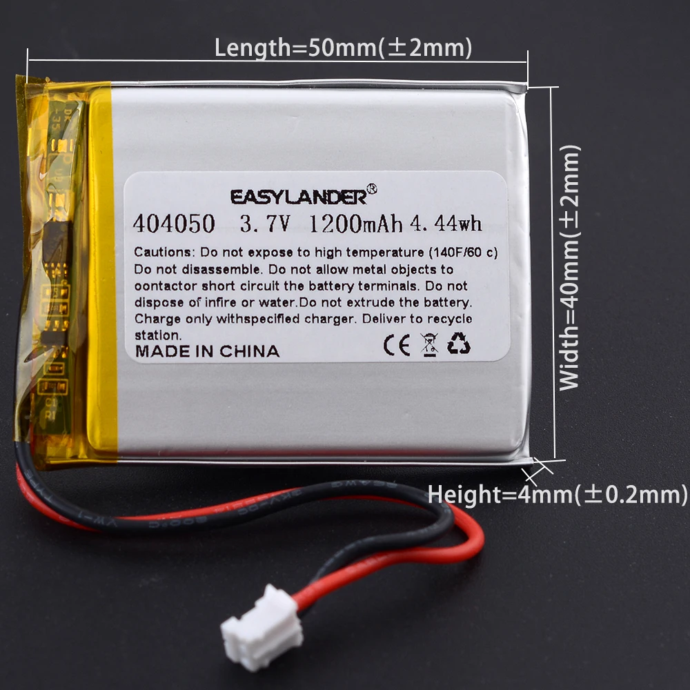  €3 VAT Included 10pcs Silicone Wires Li-ion Polymer Battery PH2.0 2P 404050 3.7V 1200mAh