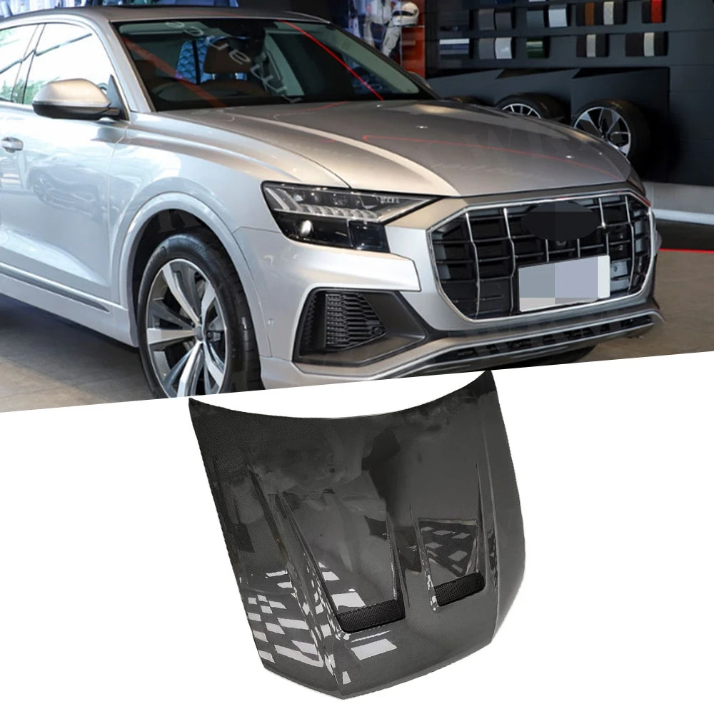 

Dry Carbon Fiber Front Engine Valve Cover For Audi Q8 SQ8 RSQ8 2019-2023 Hood Cover Body Kit Car Styling FRP Black Car Styling