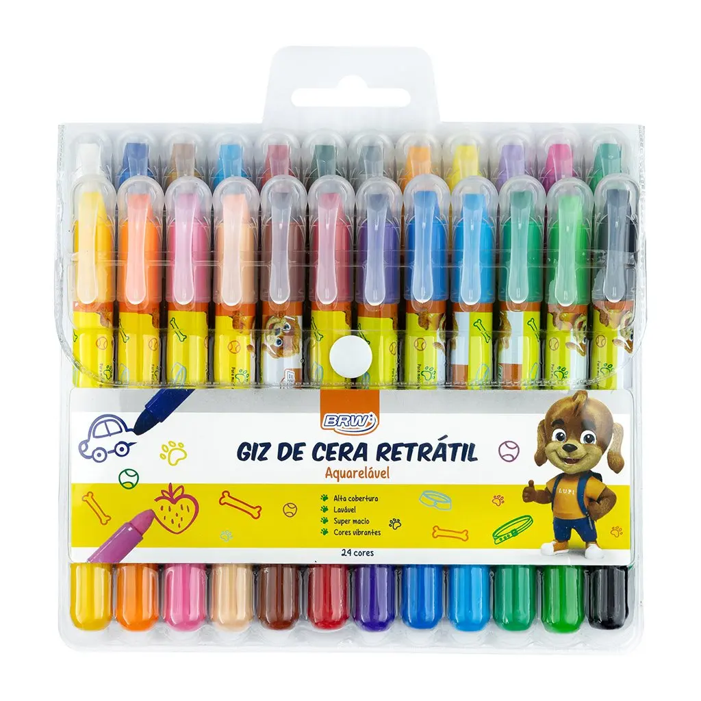 24 Colors BRW Retractable Wax Chalk