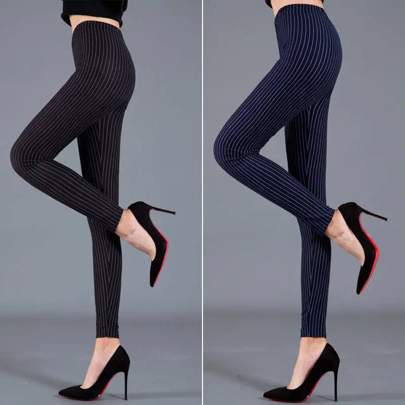 Spring Autumn Milk Silk Fleece Printed Women's Leggings Elastic plus Size Slim Fit Nine Points Pants Ladies Base Layer Trousers