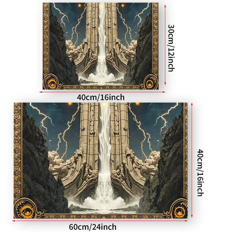 1 قطعة نسيج الجدار ملحمة الخيال شلال نسيج-الأطلال القديمة وعاصفة البرق ديكور فني