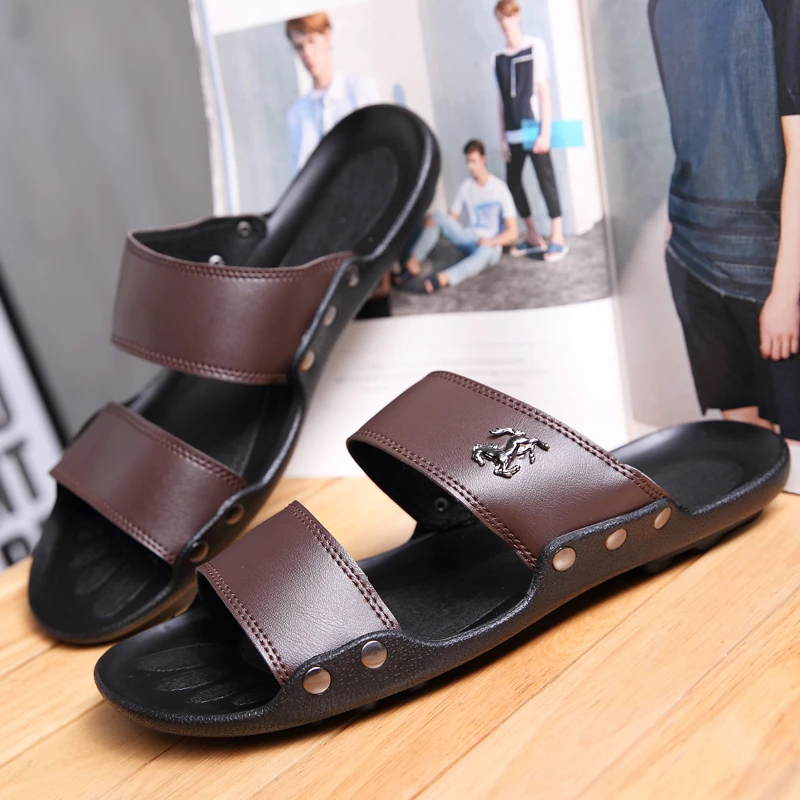 

YRZL Men's Sandals Slip On Comfortable Beach Slippers for Men Lightweight Non-Slip Summer Outdoor Shoes Casual Slides for Men
