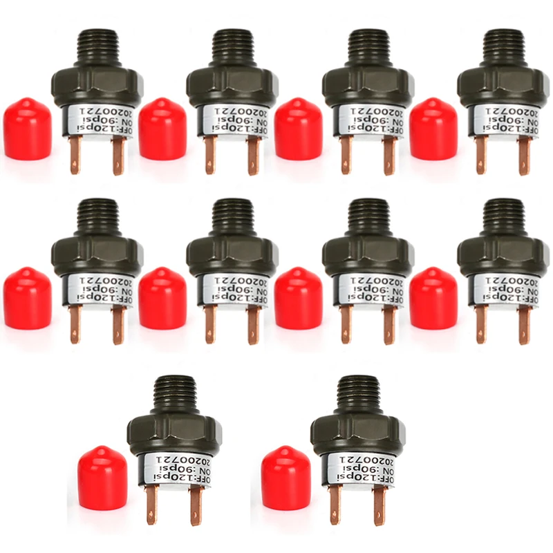 10PCS 90-120PSI 120-150PSI 150-180PSI 12V/24V High Quality Air Pressure Switch Tank Mount Thread 1/4