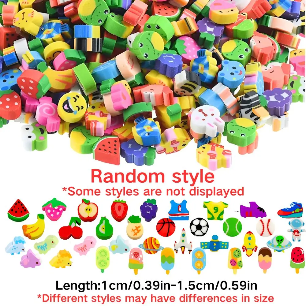 10/50/120pcs Random Mixed Assorted Mini Novelty Erasers Bulk Fruit Animal Design Small Eraser Classroom Rewards YMY