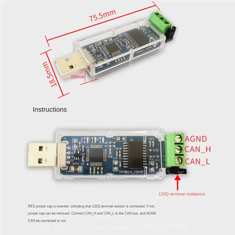 Canable USB To CAN Module Canbus Debugger Analyzer Adapter CAN Versi Terisolasi CANABLE PRO
