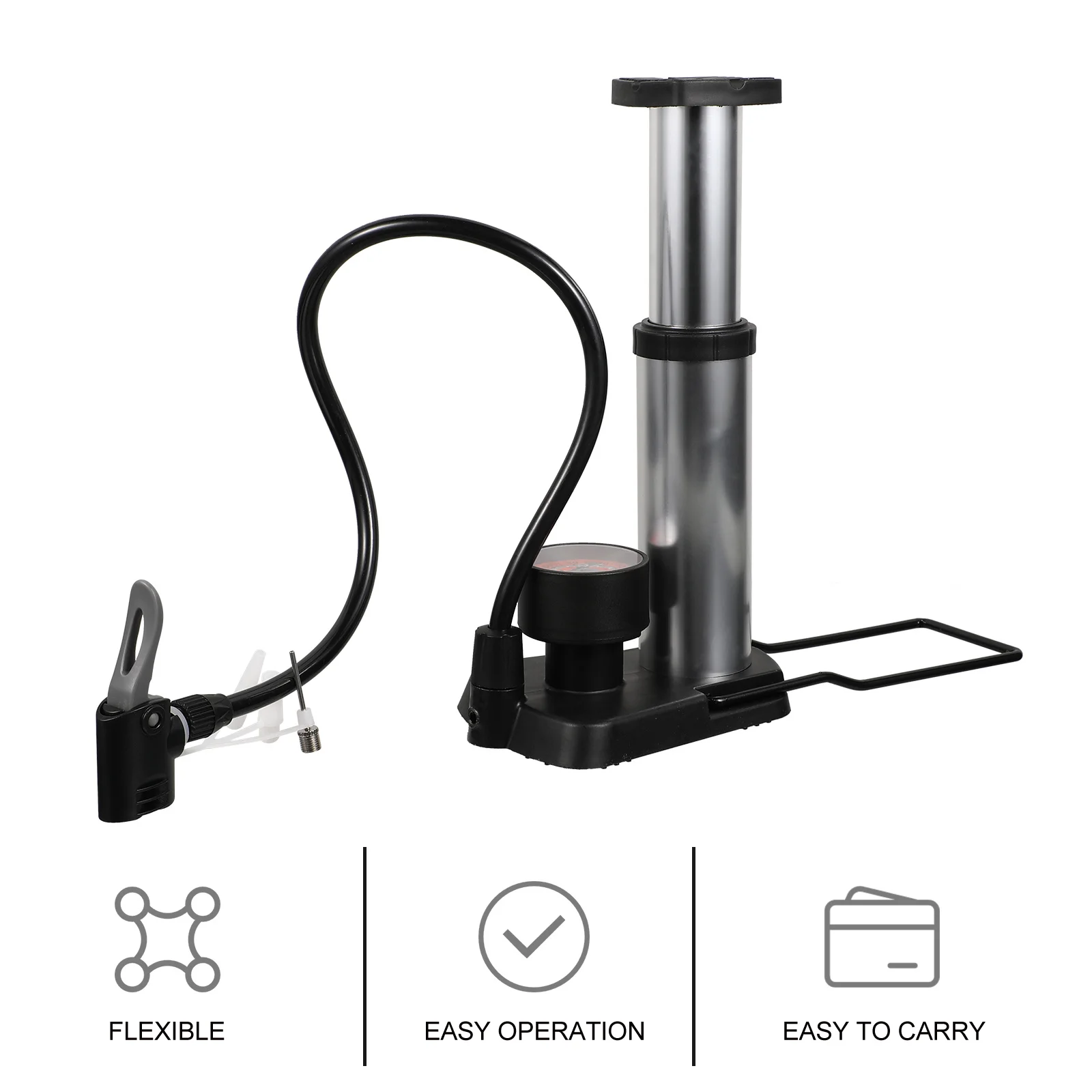 

Foot Pump Aluminum Alloy Portable Tire Floor Pump High Pressure Accurate Pressure Meter for Bike Car Motorcycle Inflation