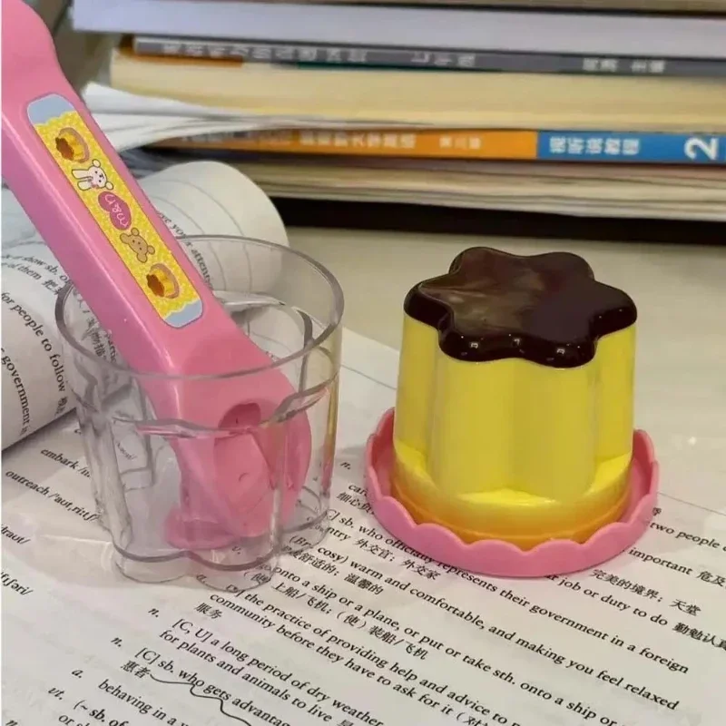 1Set Cute Pink Jelly Strawberry Pudding Feeding Toy Set Desktop Food Ornament for Kids Girls Educational Model 2025