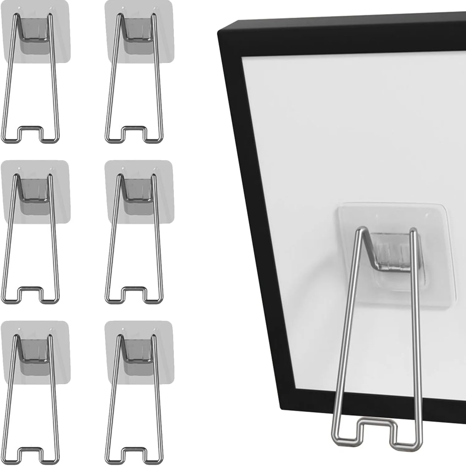 3Pcs Stainless Steel Picture Frame Easel Stands with Adhesive Backing - Universal Fit for Any Size Frame