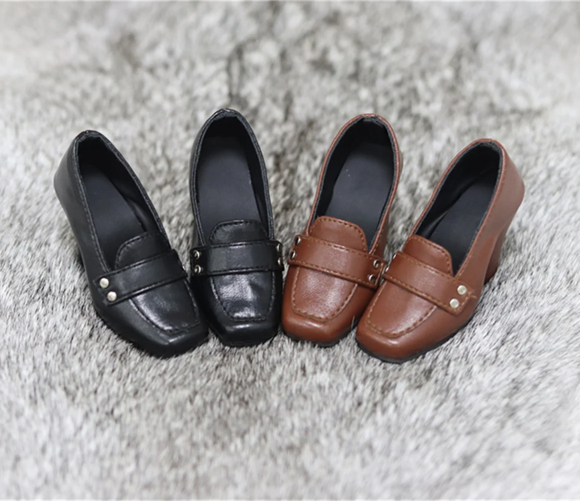BJD/SD Doll Shoes 1/3 Elegant SDGR/SD16/DD Girls Matte Leather Square Toe Rivet Buckle Simple High Heels Gifts Doll Accessories