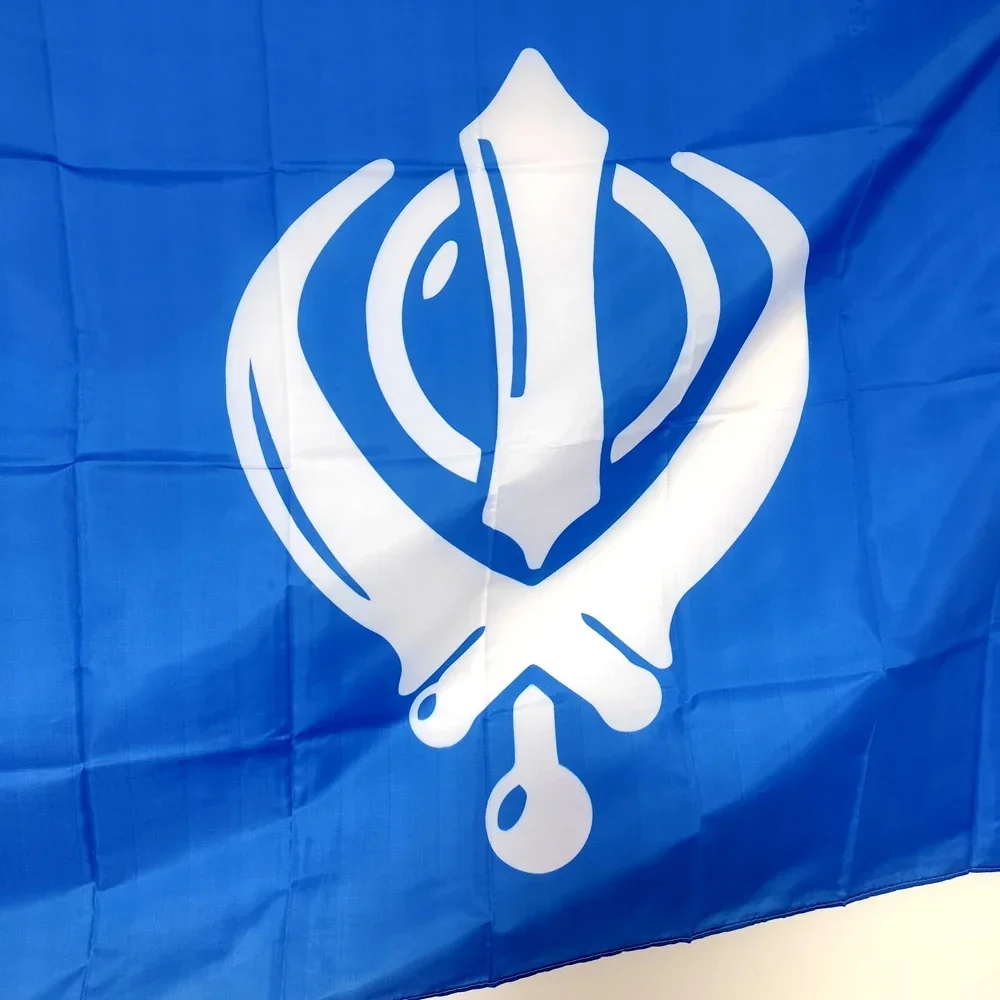 Flying Sikh Flag Banner, Home Decoration, 100% Polyester, Hanging, Outdoor, 90x150cm, India, Sikh