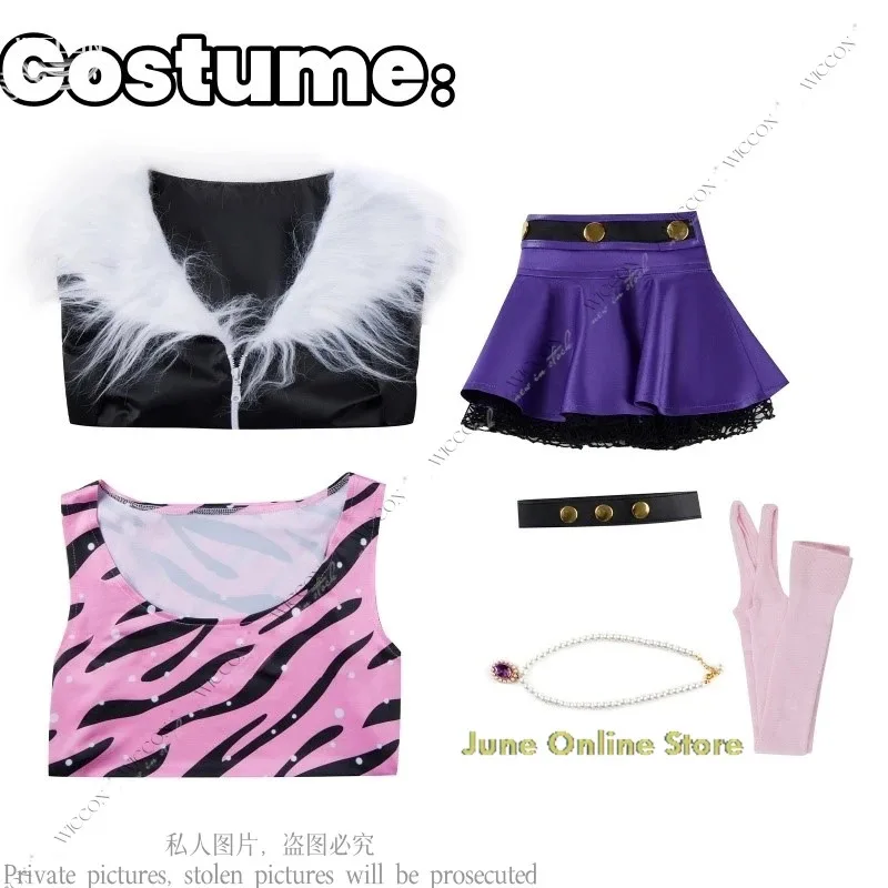 DY20Clawdeen Anime disfraz de monstruo lobo Cos disfraz peluca mujer pequeño diablo lindo Cosplay disfraces de Halloween traje Clawdeen Wolf
