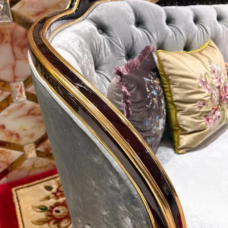 European French Royal Luxury 1123 Piece Fabric Sofa Set Solid Wood Classical Living Room Furniture Sectional Carved Home Decor