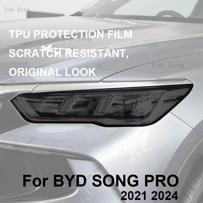 

Car Headlight Protective Film For BYD SONG PRO 2021 2024 Headlamp Restoration Transparent Black TPU Repair Sticker