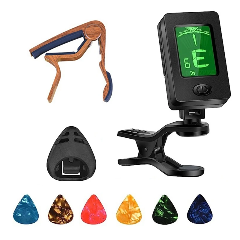 

Guitar Tuner, Guitar Accessories With Guitar Picks, Guitar Capo, Capo For Acoustic Guitar, Bass, Ukulele, Buzzing-Free