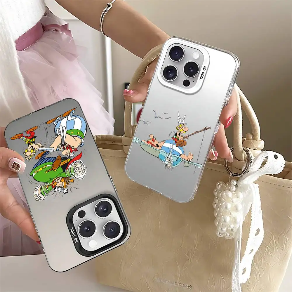 Funda de teléfono Asterix y Obelix para IPhone 17 16 15 14 13 12 11 Pro Max Plus Color a prueba de golpes cubierta trasera plateada