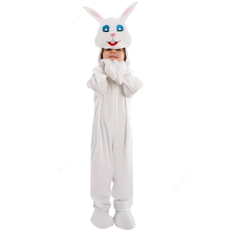 Kids Boys Girls Cartoon Rabbit /Carrot Jumpsuit White Rabbit/Carrot Cosplay Role Play Costume Easter Party Performance CostumesB