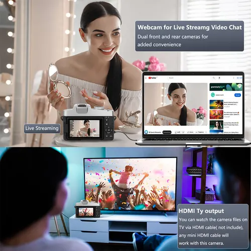 Imagen 2 del producto Cámara digital 6K para fotografía y vídeo Autofocus Anti-vibración 84MP YouTube Vlogging Cámara 3'' 180 ° Pantalla abatible con Flash