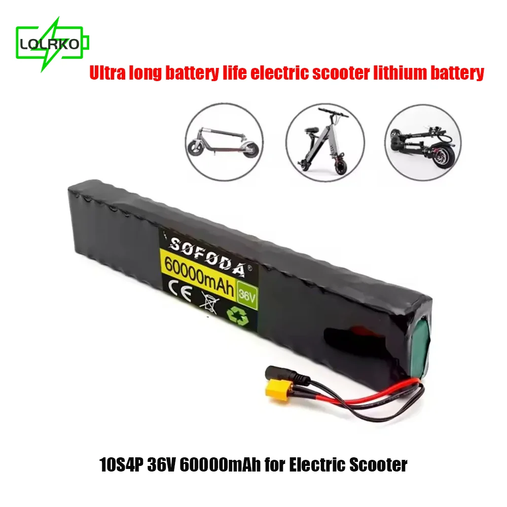 

High-capacity Li-Ion Battery Pack 10S4P 36V 60000mAh for Electric Scooter 18650 Battery 36V 60Ah Ultra long battery life