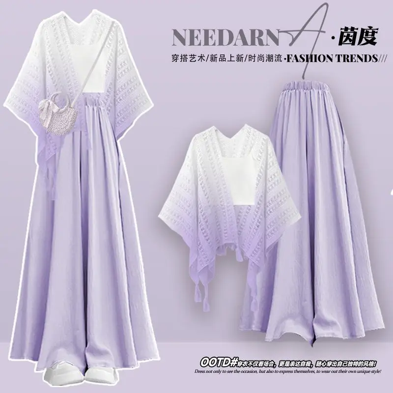 

2025 Summer Two Piece Set Woman Casual Blouse + Skirt Pants Korean Fashion Y2k Elegant Suit