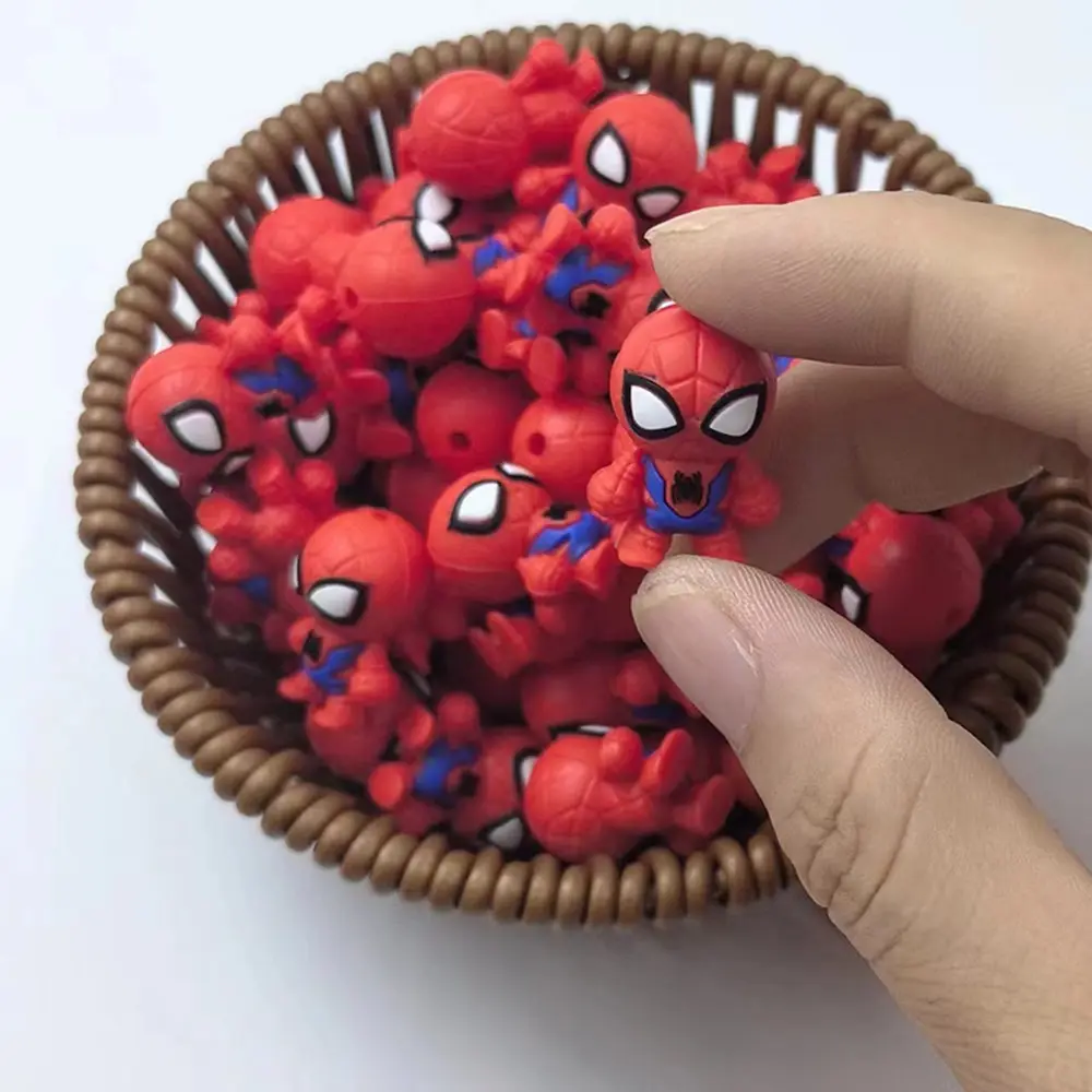 5pcs super hero spiderman 3D focal Silicone beads Teether Jewelry Beads Food Grade For pen Pacifier Chain