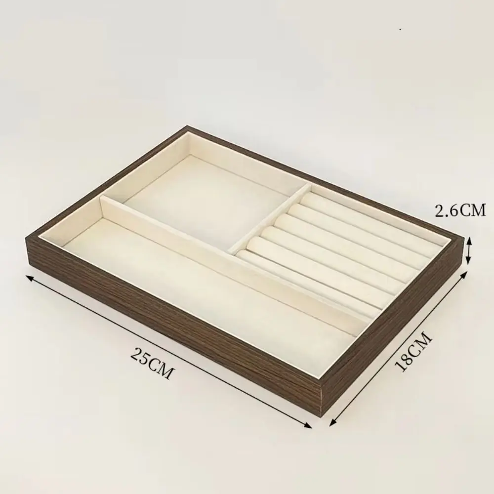 

Multi-Compartment Wooden Jewelry Display Tray Solid Wood Flat Bottom Earrings Storage Holder Stackable Space Saving