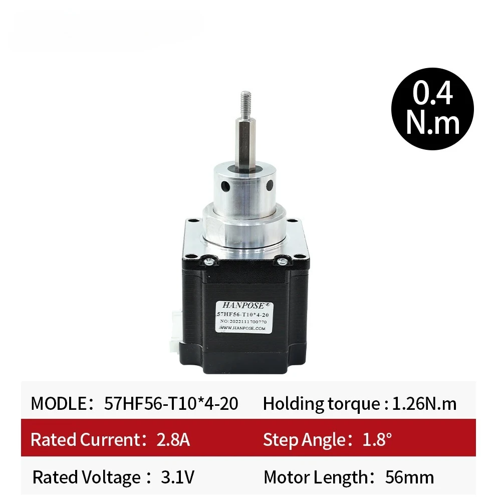 X HANPOSE NEMA 23 57 Fixed Axis Screw Stepper Motor 57HF56-T10*4-20 56mm 2.8a 3.1v Linear Telescopic Push Rod Micro Stepper Moto