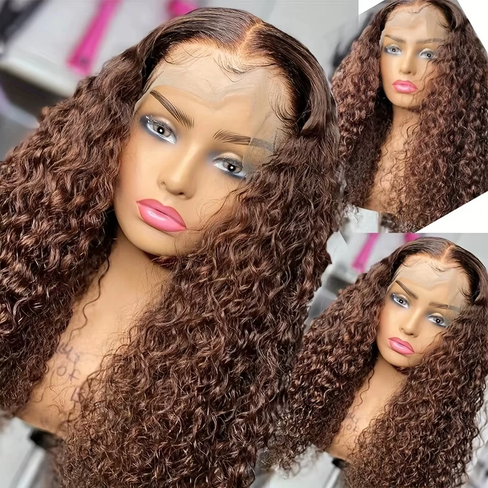 13x4 5x5 HD Lace Front Wig 100% Human Hair Deep Wave 32 Inches 200 Density Chocolate Brown Bleachable Hair Wigs For Black Women