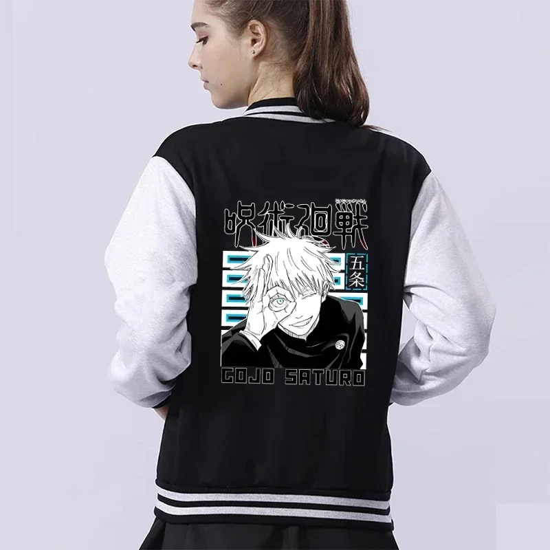 

New Satoru Gojo printed baseball jacket women Men Outdoor long sleeves hip hop personality sweatshirt jersey coat