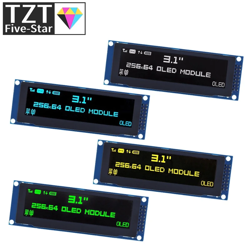 

TZT Real OLED Display 3.12" 256*64 25664 Dots Graphic LCD Module Display Screen LCM Screen SSD1322 Controller Support SPI