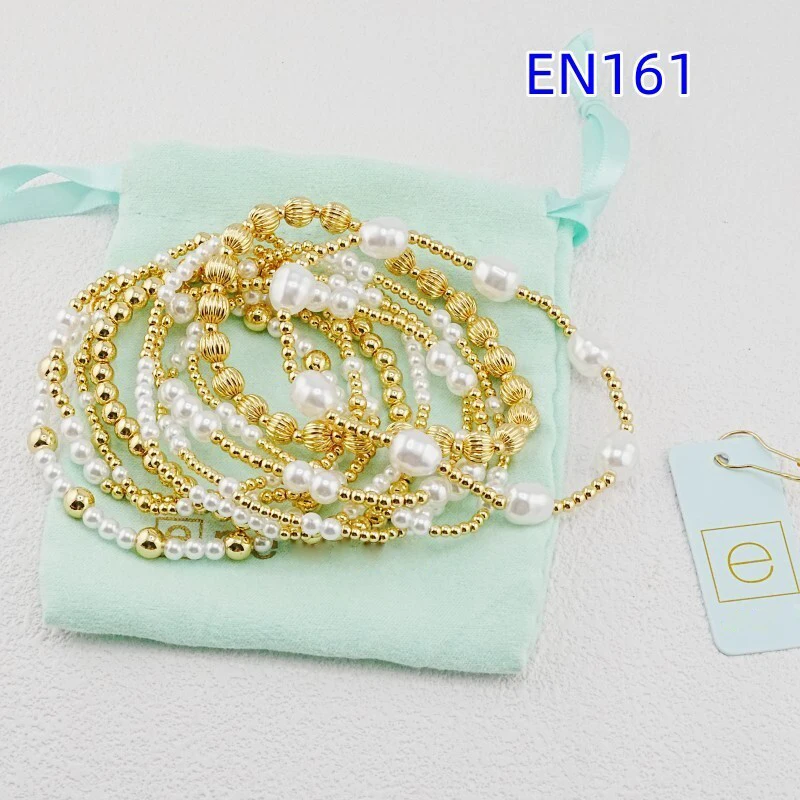 

YEEVAA 10 Pcs Faux Pearl Bracelets Set for Women, Beaded Stretch Stackable Bracelet, Unique Birthday Gift for Her