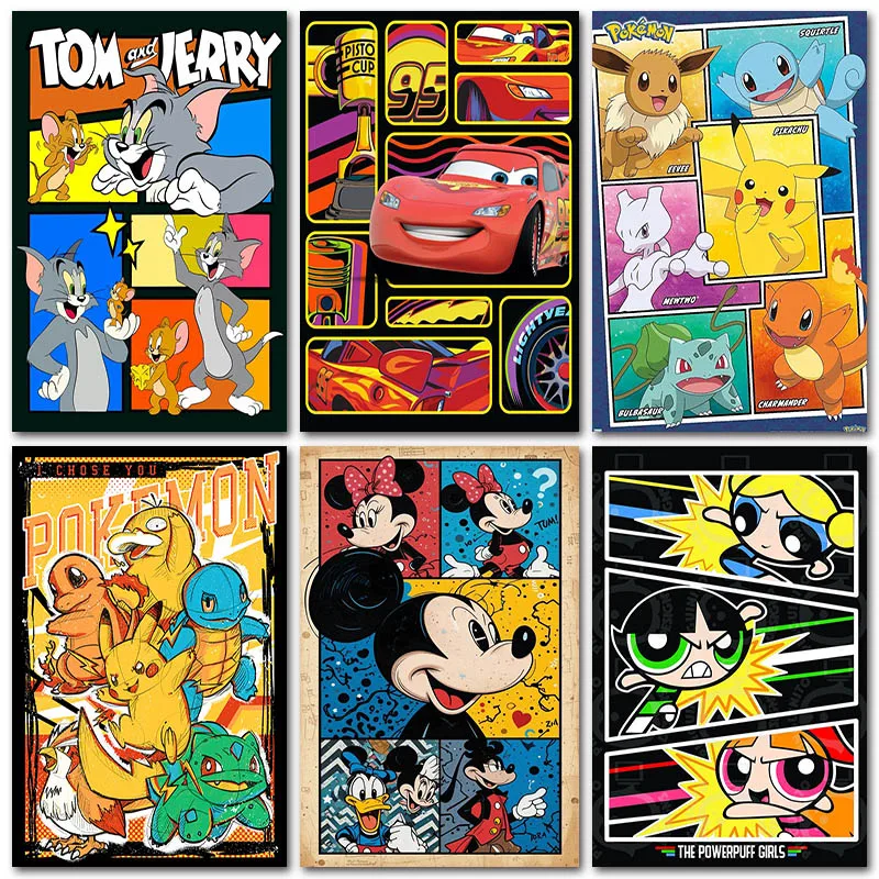 Kit de pintura artística de diamante, Pokemon Pikachu, juguete de Disney, Super Mario, decoración del hogar, mosaico redondo y cuadrado completo, bordado, punto de cruz, regalo