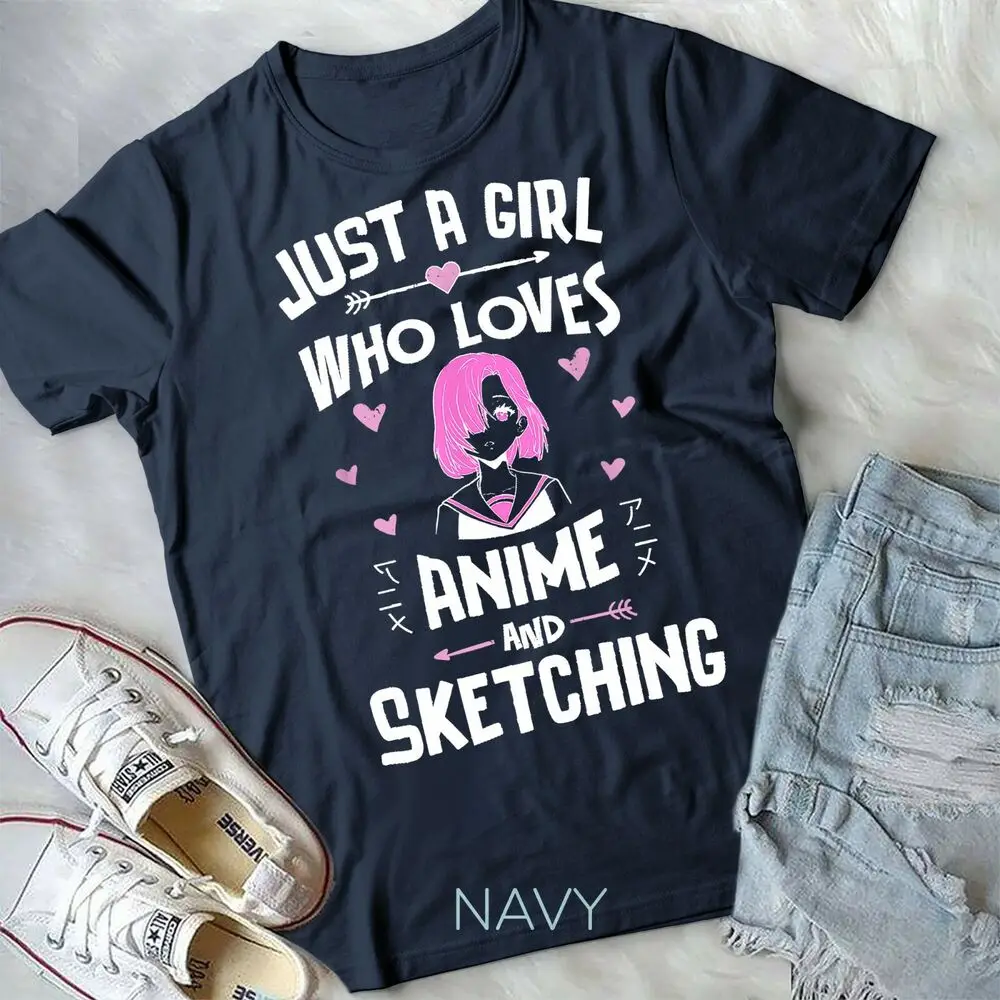 Anime And Sketching, Just A Girl Who Loves Anime Unisex Form T-shirt