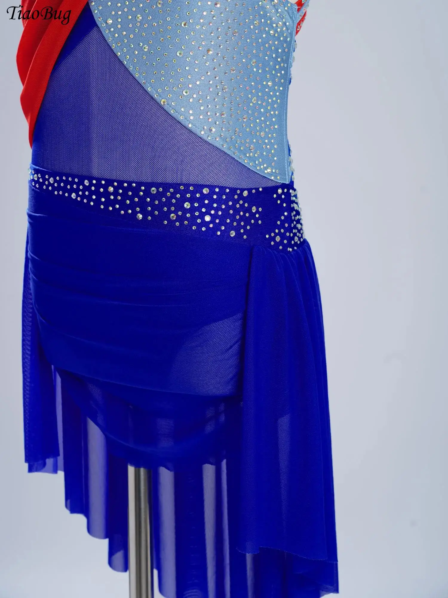 

Kids Girls Lyrical Dance Dress Figure Skating Costume Sparkling Rhinestones Sleeveless Crisscross Strappy Ballet Leotard Dresses