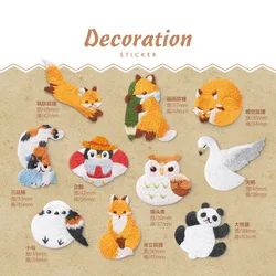 Cute Animal Embroidery Patch Clothing Backpack Phone Case DIY Decorative Self-adhesive Small Patch Applique Iron Sticker Sweing