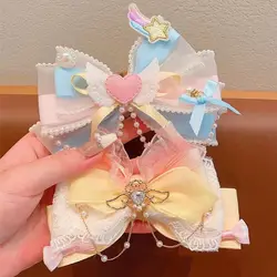 2 bow Heart hair clips Hair card Beauty Girl Headdress Dopamine Dress Princess Lolita hair accessories