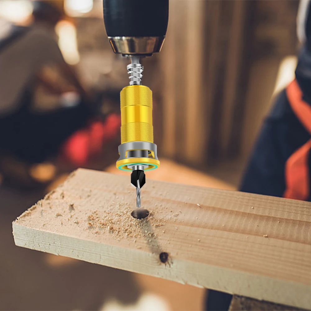 

For Wood Metal Plastic Countersink Drill Bit 4Flute with Adjustable Depth Stop and Center Drill for Accurate Screw Holes