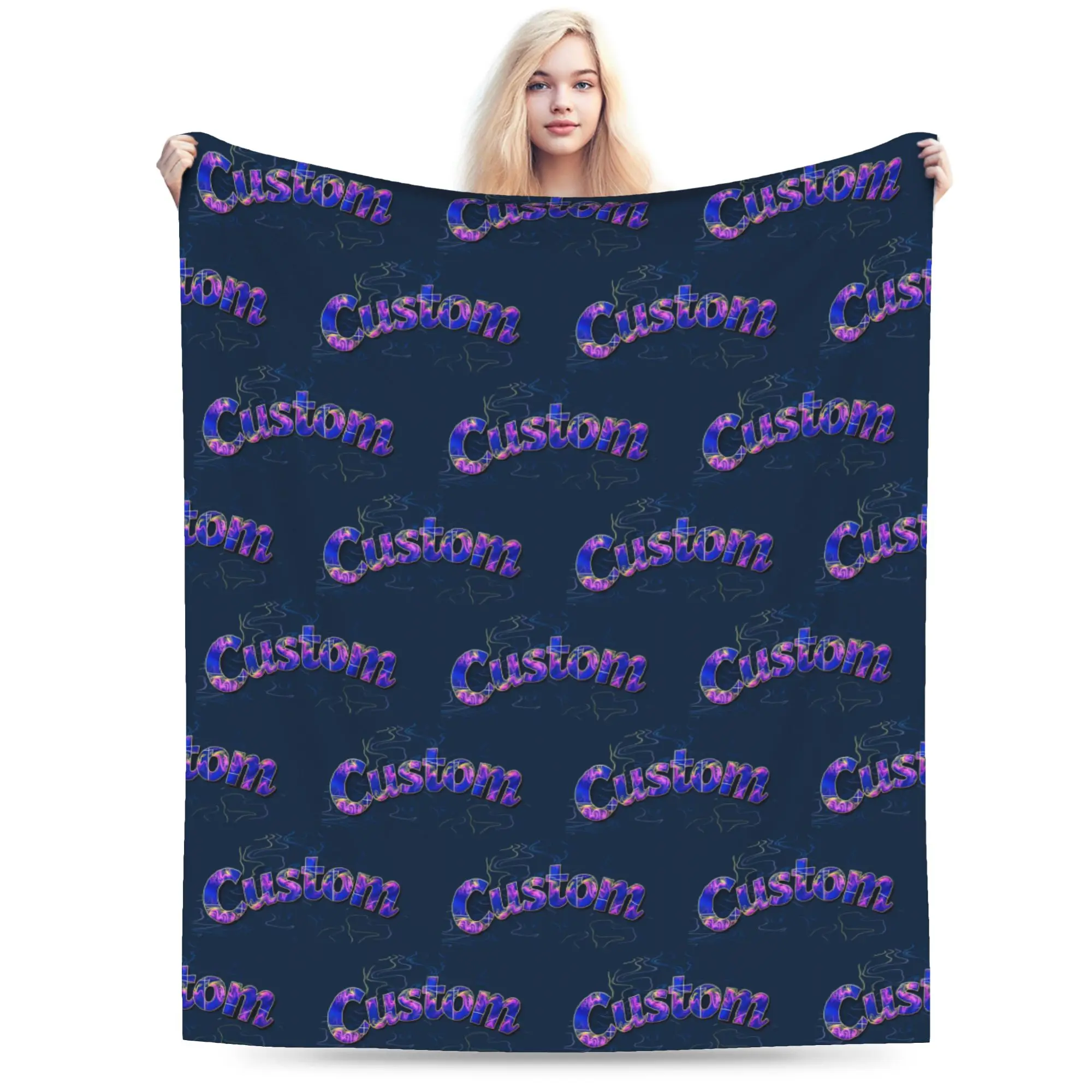 Custom Custom Your Design Blanket Soft Fleece Spring Warm Flannel Text Name Throw Blankets for Sofa Home Bedroom Bedspread
