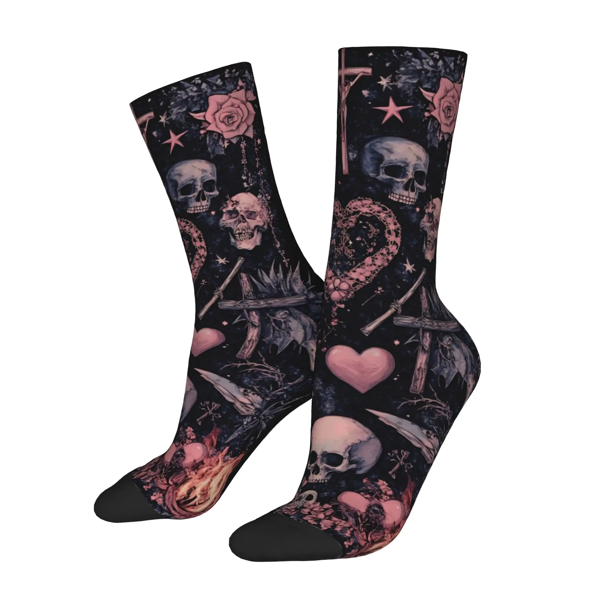 Happy Funny Male Men Socks Casual Halloween Gothcore Sock Witchy Cross Graphic Women's Socks Spring Summer Autumn Winter