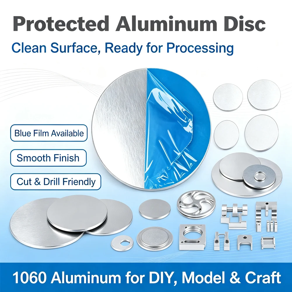 1-5Pcs 1060 Aluminum Disc Round Plate 50-120mm, 0.5-6mm Thick Lightweight Metal Disc for CNC Crafts