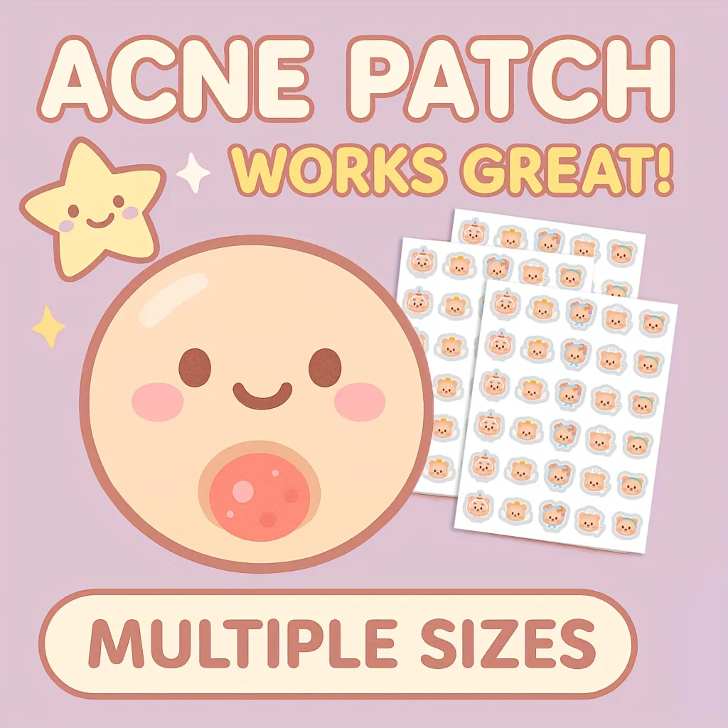 90 قطعة من رقع حب الشباب على شكل الدب الوردي اللطيفة - ملصقات معالجة البقع ذات غطاء عيب غير مرئي ليلا ونهارا